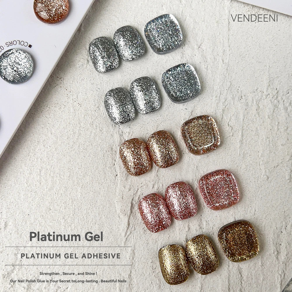 5 Colors Glitter Platinum Gel Nail Polish Set