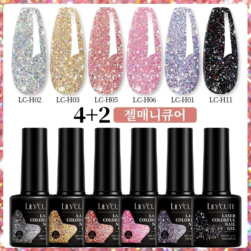 7ml 6Pcs/Set Glitter Gel Nail Polish