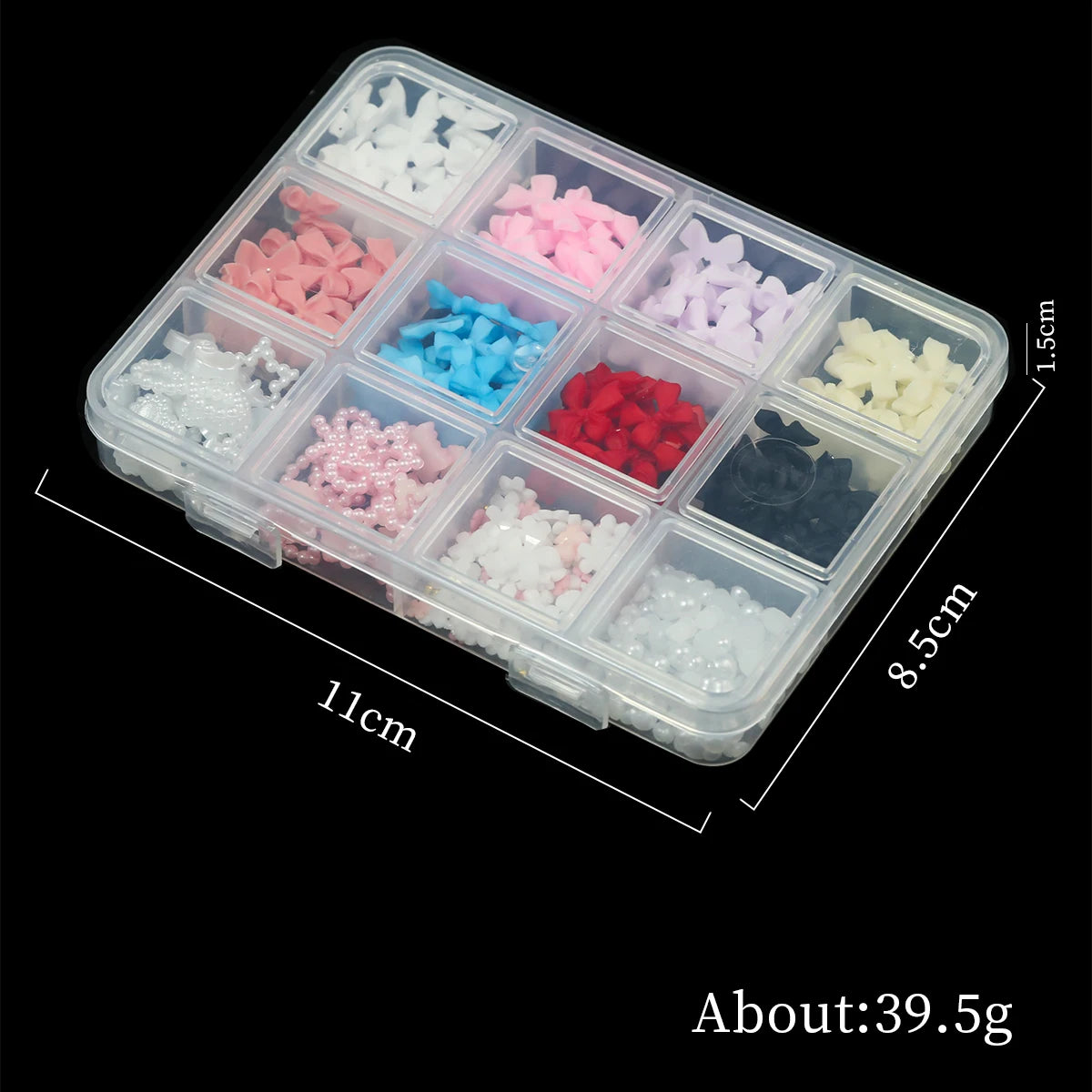 12Grids/box Mixed Resin Bowknot Nail Art 3D Decorations