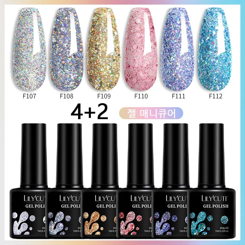 7ml 6Pcs/Set Glitter Gel Nail Polish