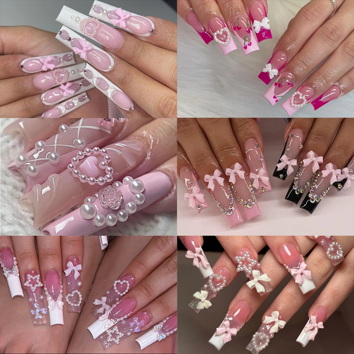 12Grids/box Mixed Resin Bowknot Nail Art 3D Decorations