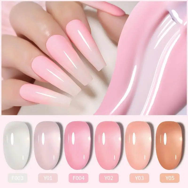 6PCS/SET 7ml Jelly Pink Nude Translucent Gel Nail Polish