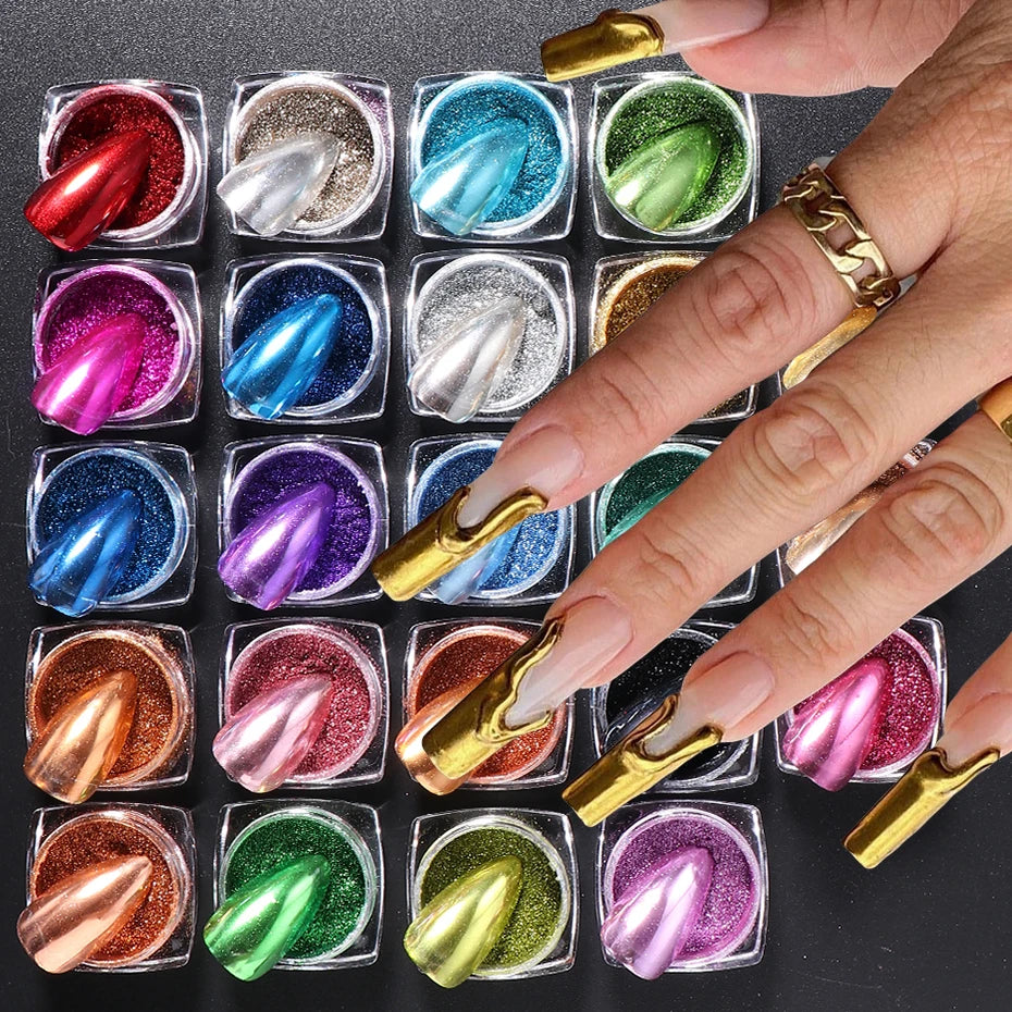 23 Colors Metallic Chrome Nail Powder Set