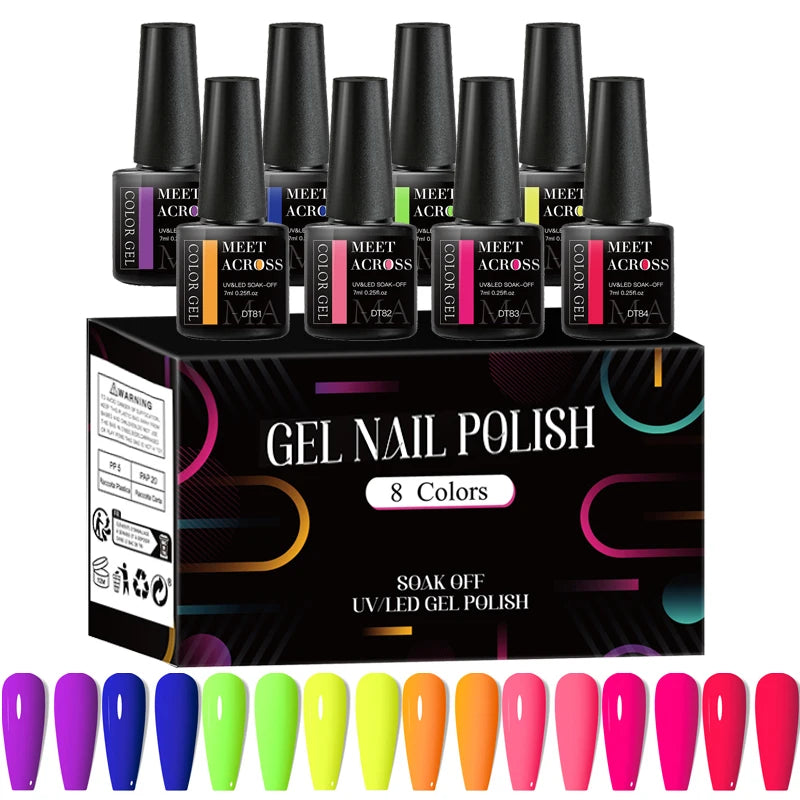 8Pcs/Set Fluorescent colourful Gel Nail Polish