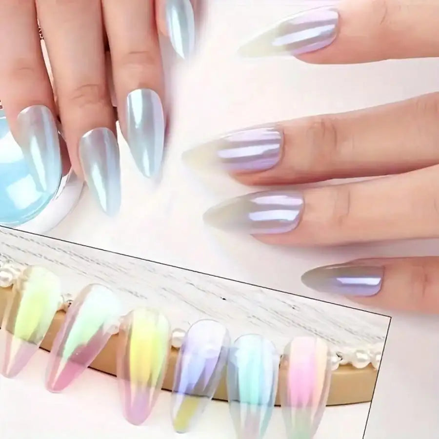 6pcs Aurora Nail Powder - Multichrome Metallic Mirror Effect