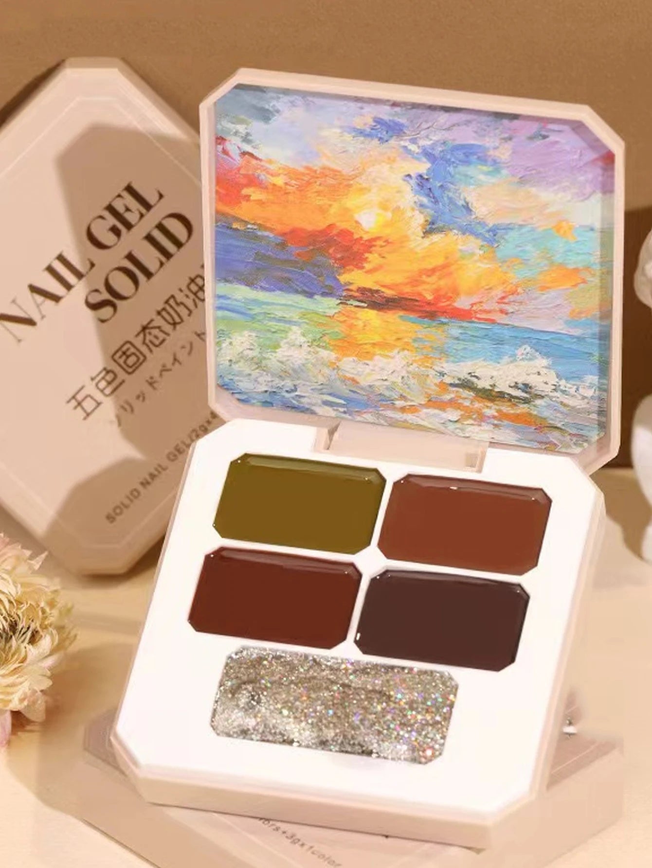 5/9 Colors Solid Nail Polish Palette