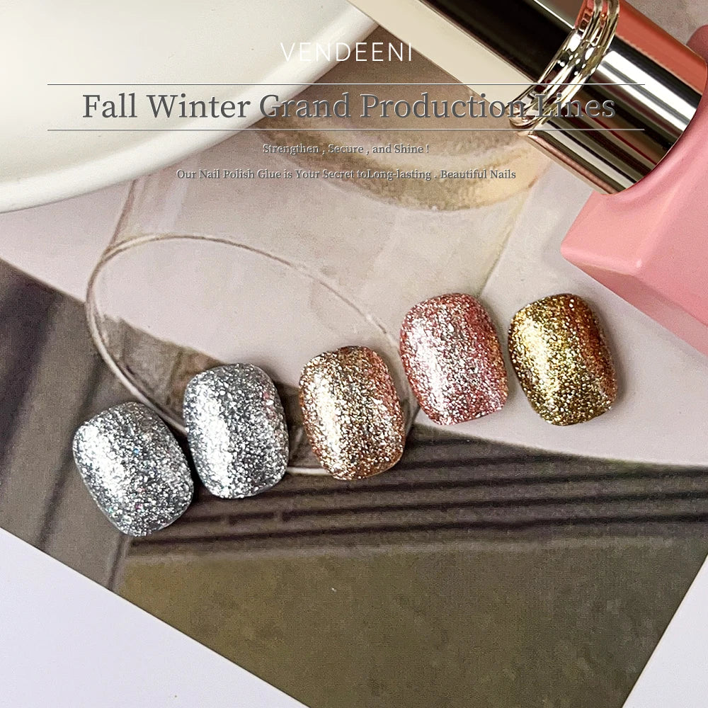 5 Colors Glitter Platinum Gel Nail Polish Set