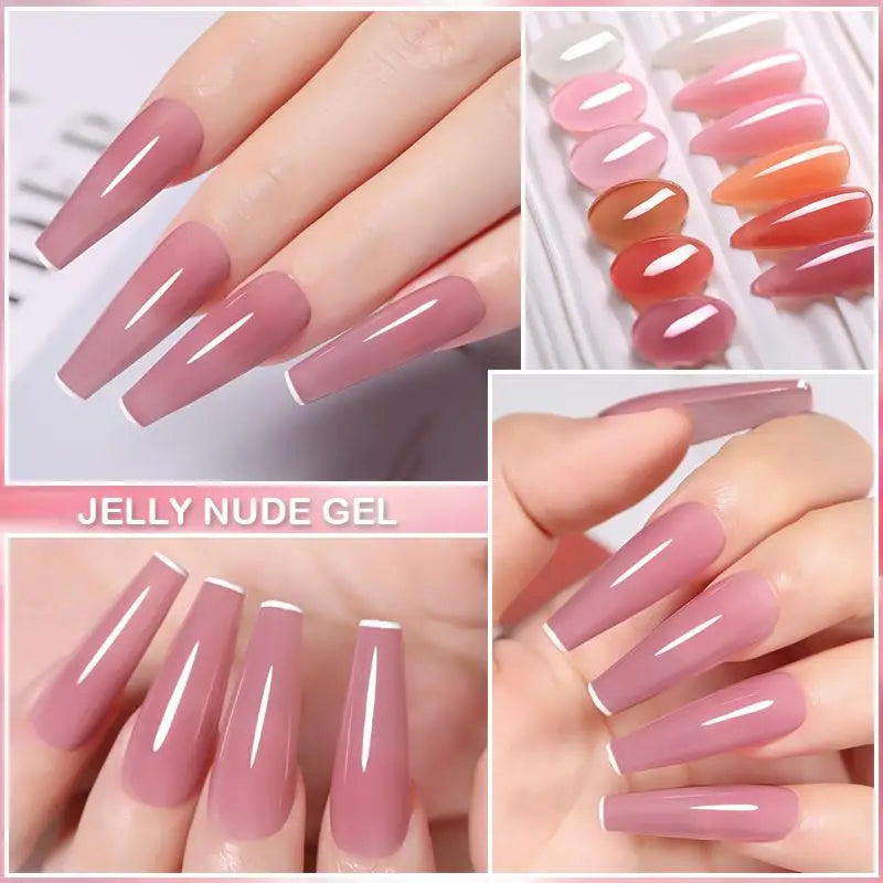 6PCS/SET 7ml Jelly Pink Nude Translucent Gel Nail Polish