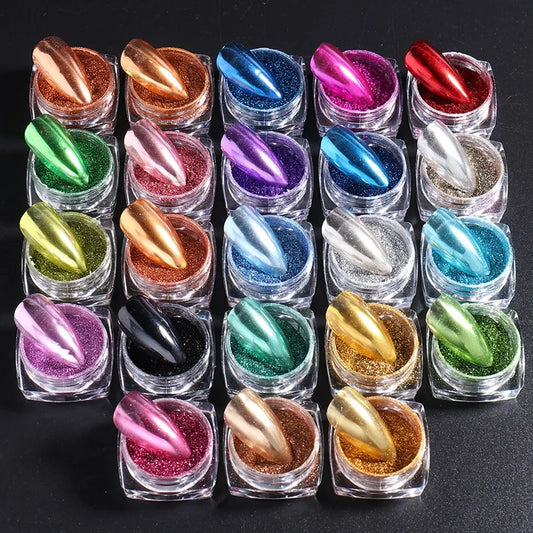 23 Colors Metallic Chrome Nail Powder Set