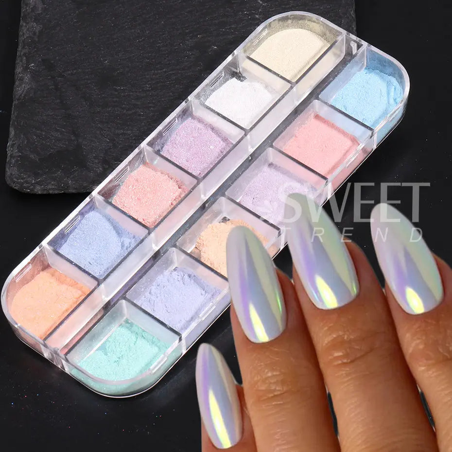 12 Colors Aurora Chrome Nail Powder
