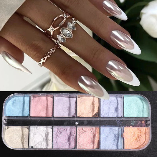 12 Colors Aurora Chrome Nail Powder