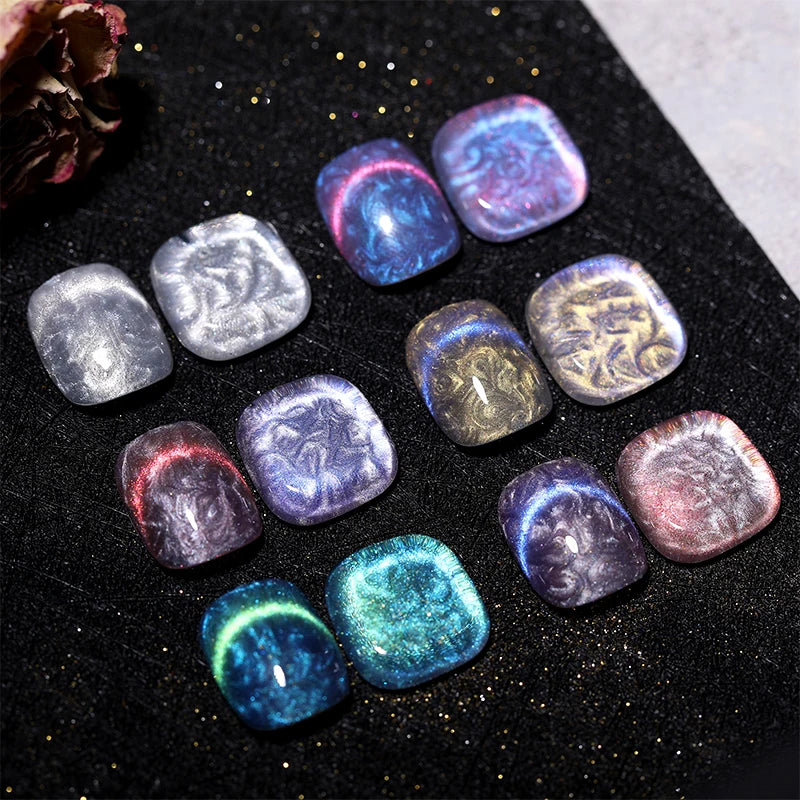 10PCS/SET Thread Pearl Shell Gel Nail Polish 9D Cat Magnetic Nail Gel