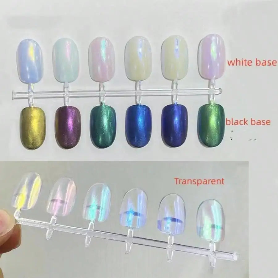 6pcs Aurora Nail Powder - Multichrome Metallic Mirror Effect